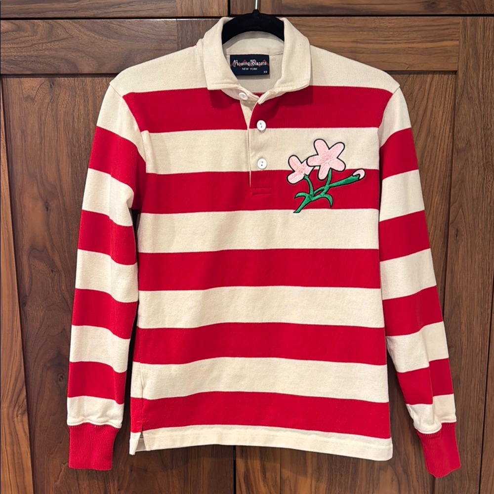 Rowing Blazers Red and Cream Striped Polo